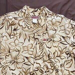 Quiksilver Cream and Brown Floral Shirt